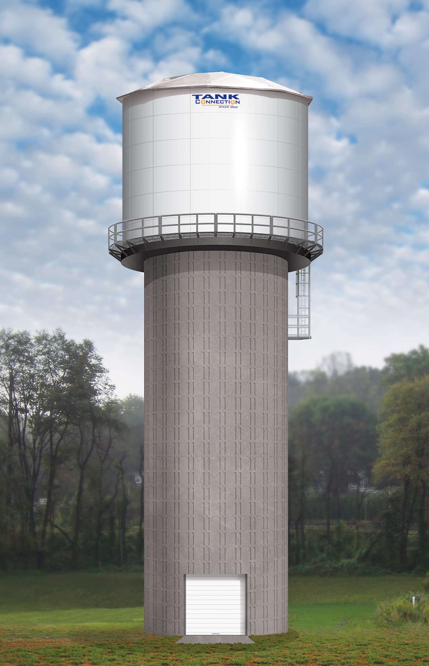 Steel elevated water tank - composite pedestal design