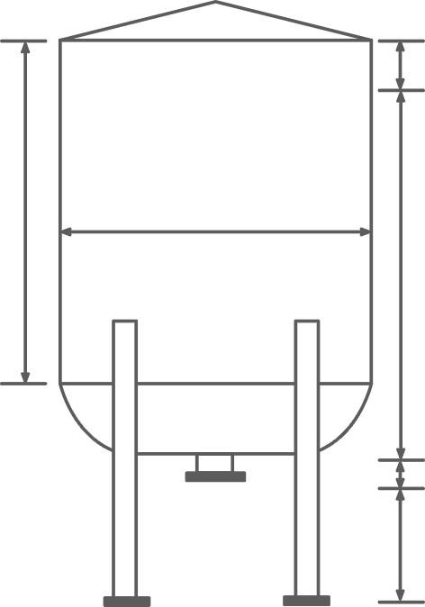 Drawing of a liquid dish bottom storage tank